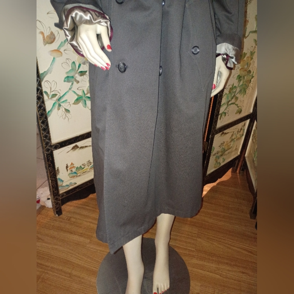 Authentic Vtg Christian Dior Le Connaisseur Trench Coat 44R Taupe Grey - Picture 5 of 14